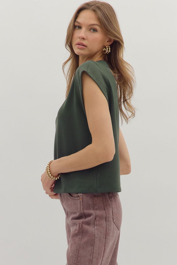 Forest Cap Sleeve Crew Neck Top