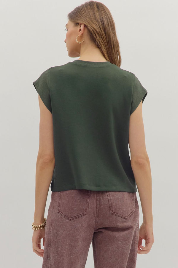 Forest Cap Sleeve Crew Neck Top