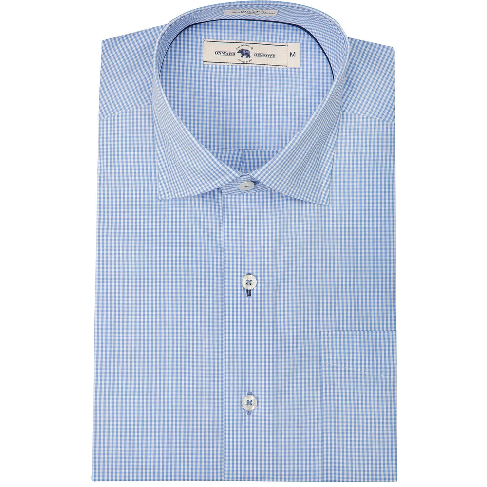 Light Blue/White Gingham Tailored Fit Spread Collar Shirt