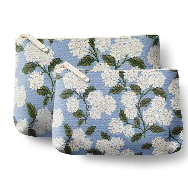 Hydrangea Zippered Pouch Set