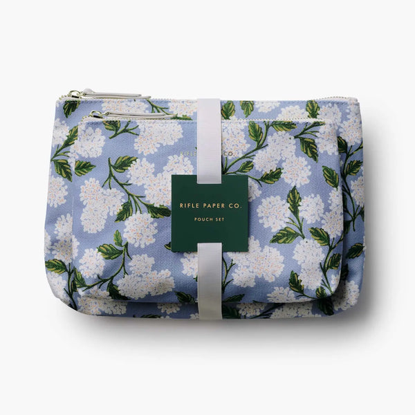 Hydrangea Zippered Pouch Set