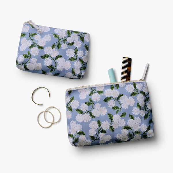 Hydrangea Zippered Pouch Set
