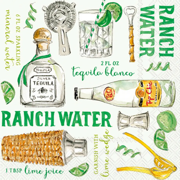 Paper Cocktail Napkins Pack of 20 Ranch Water