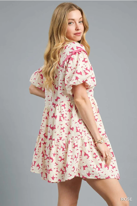 Rose Tiered Floral Print Babydoll Dress