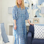 Palmetto Print Dress: Azure