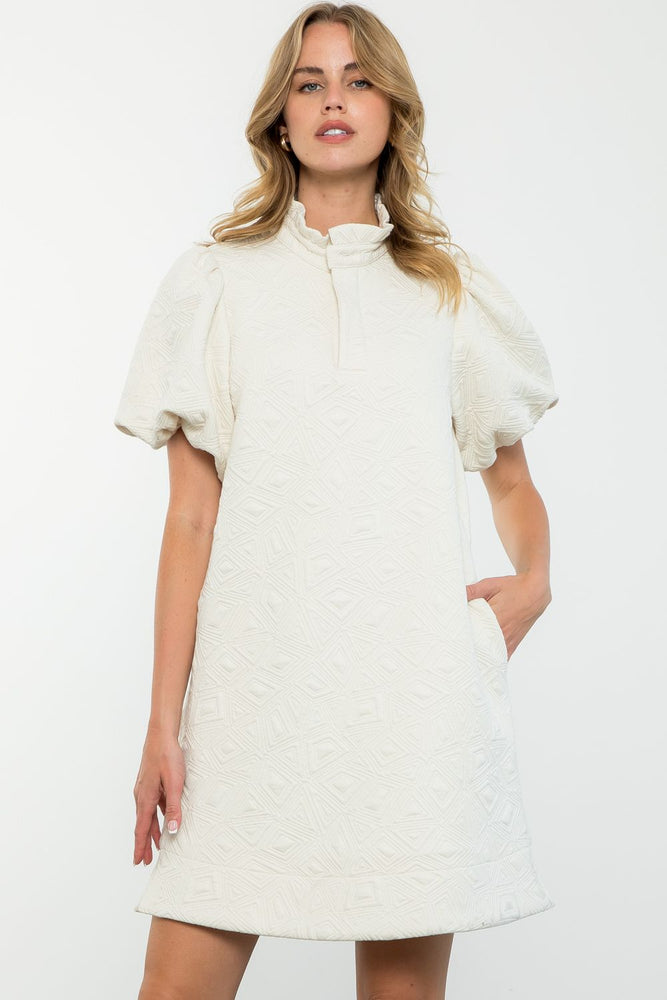 Puff Sleeve Dress - Cream