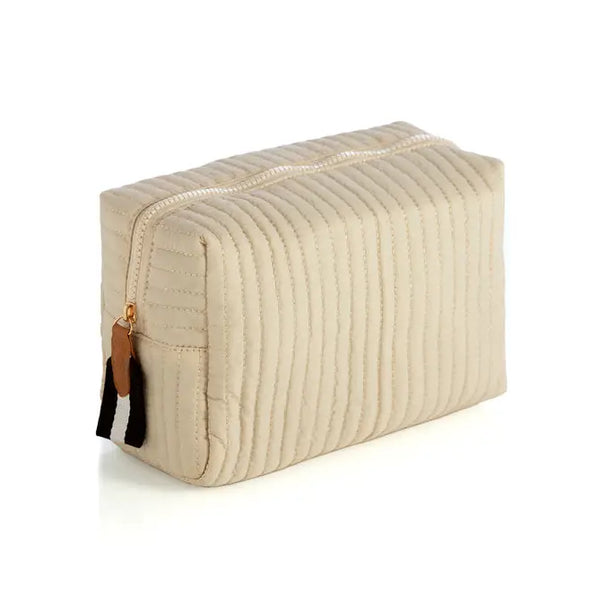 Ezra Large Boxy Cosmetic Pouch - Ivory