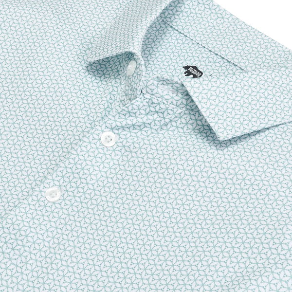 Out of Office Printed Performance Polo - Mallard Green