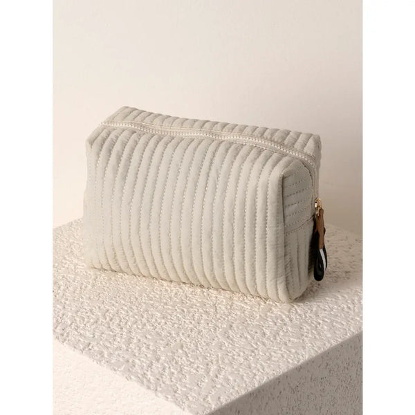 Ezra Small Boxy Cosmetic Pouch - Ivory