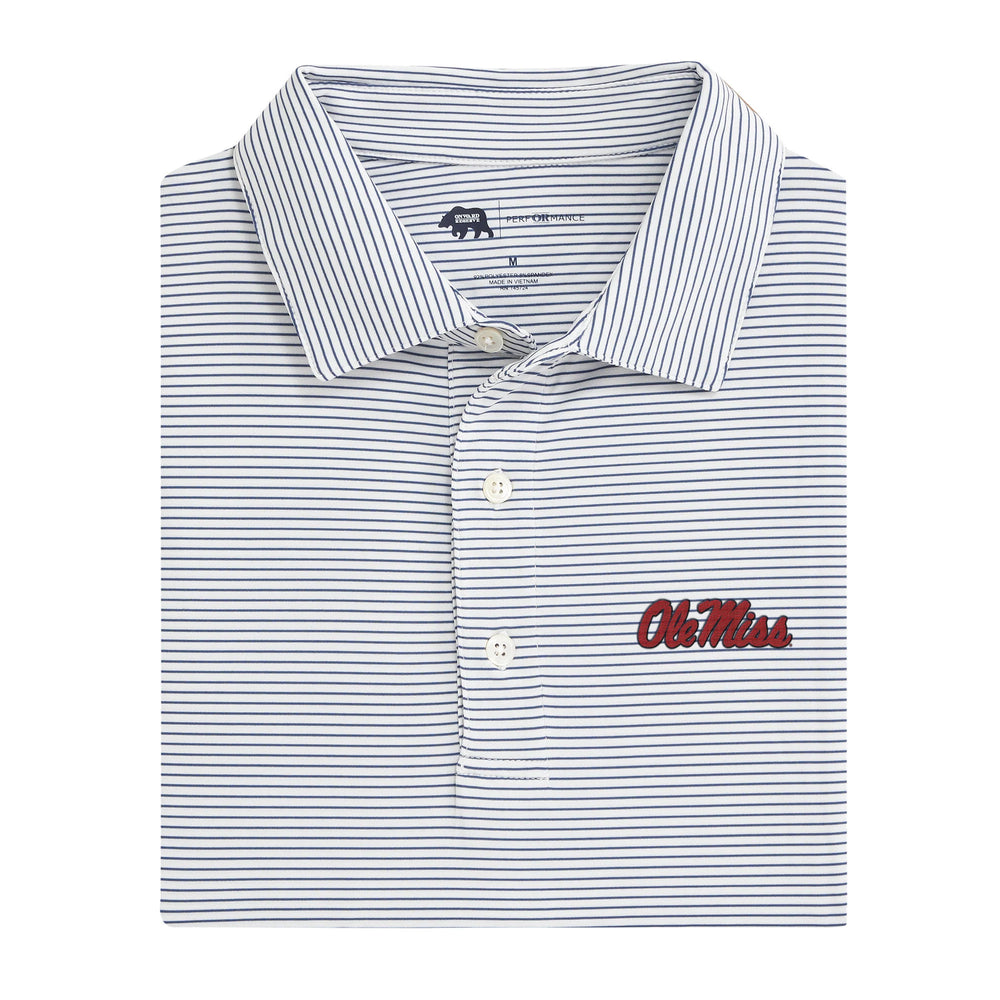 Ole Miss Birdie Stripe Performance Polo: True Navy