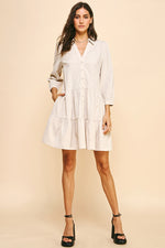 Button Down Mini Dress - Cream