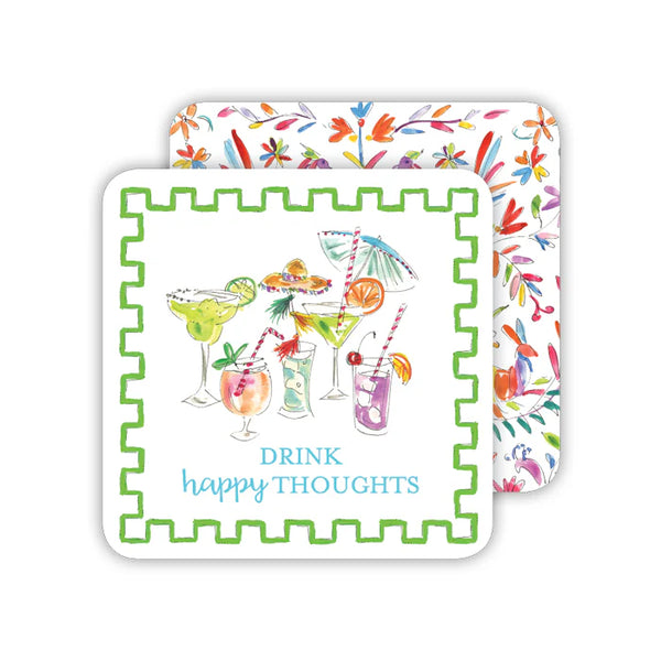 Drink Happy Thoughts Paper Coasters
