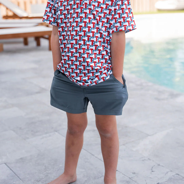 Youth Shorts - River Rock Grey - Deer Camo Pocket