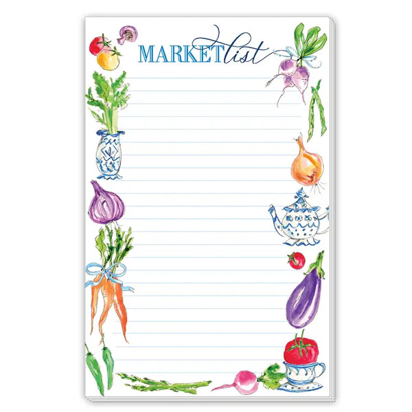 Hand Painted Market List Vegetable Icons Large Notepad