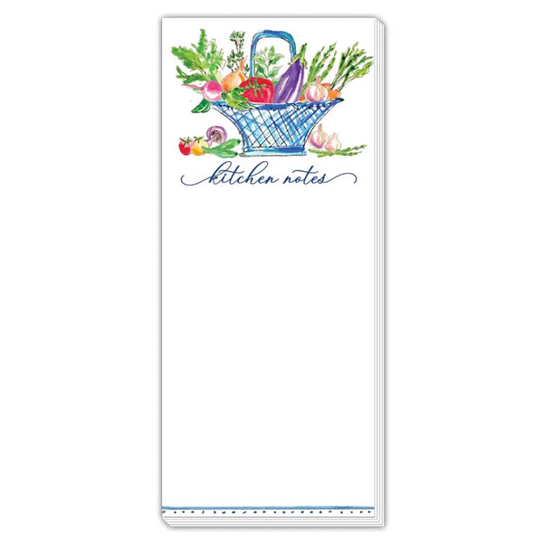 Hand Painted Vegetables in Basket Skinny Notepad