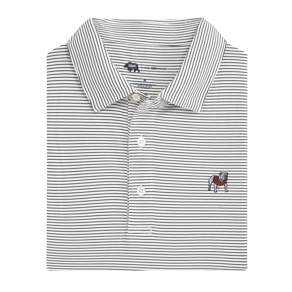 Standing Bulldog Birdie Stripe Polo - White/Black