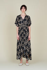 PRINTED UNBALANCED SKIRT MAXI DRESS