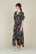 PRINTED UNBALANCED SKIRT MAXI DRESS