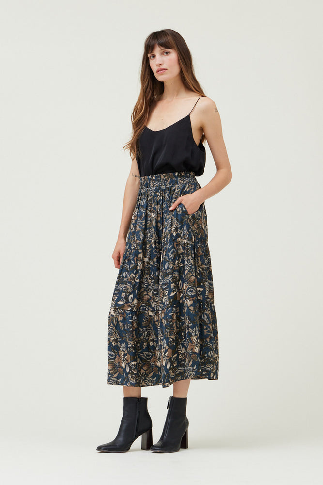 TIERED PRINTED CHIFFON SKIRT