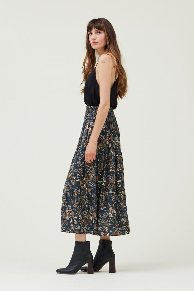 TIERED PRINTED CHIFFON SKIRT