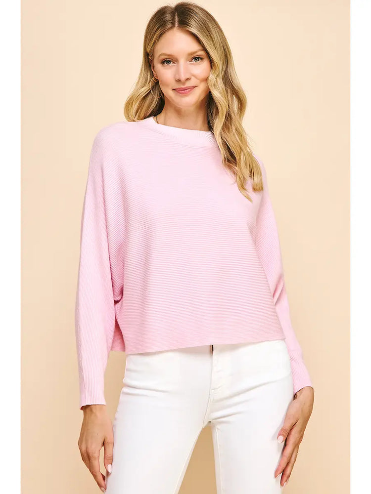 Dolman Sleeves Sweater Top - Pink