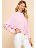 Dolman Sleeves Sweater Top - Pink