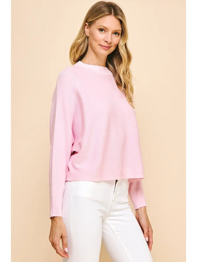 Dolman Sleeves Sweater Top - Pink