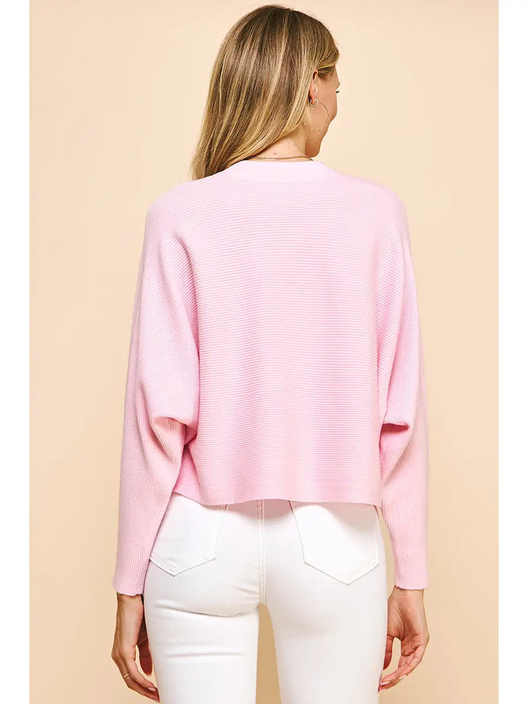 Dolman Sleeves Sweater Top - Pink