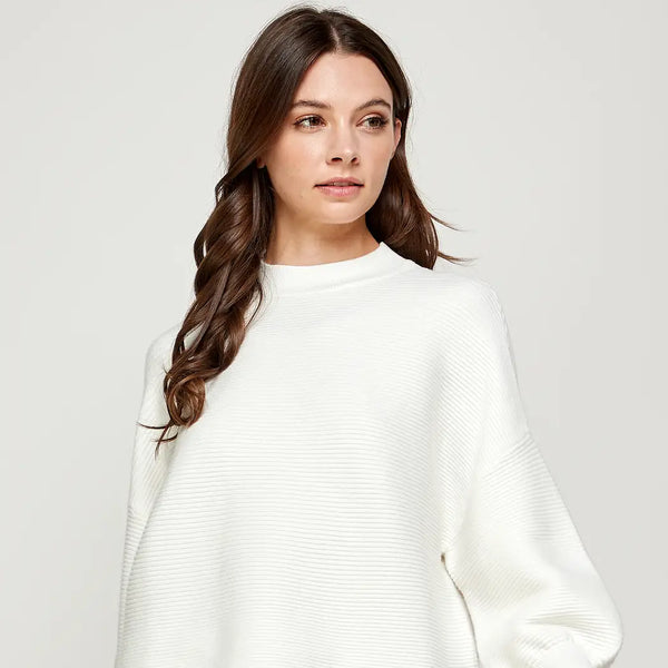 Balloon Slv Mock Neck Sweater Ivory