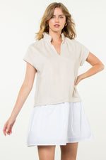 Suede Short Sleeve Dress: Cream