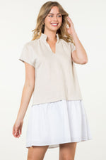 Suede Short Sleeve Dress: Cream