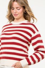 Red and Cream Pattern Knit Sweater