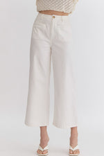 High Waisted Wide Leg Pant: Cream