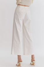 High Waisted Wide Leg Pant: Cream