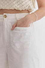 High Waisted Wide Leg Pant: Cream