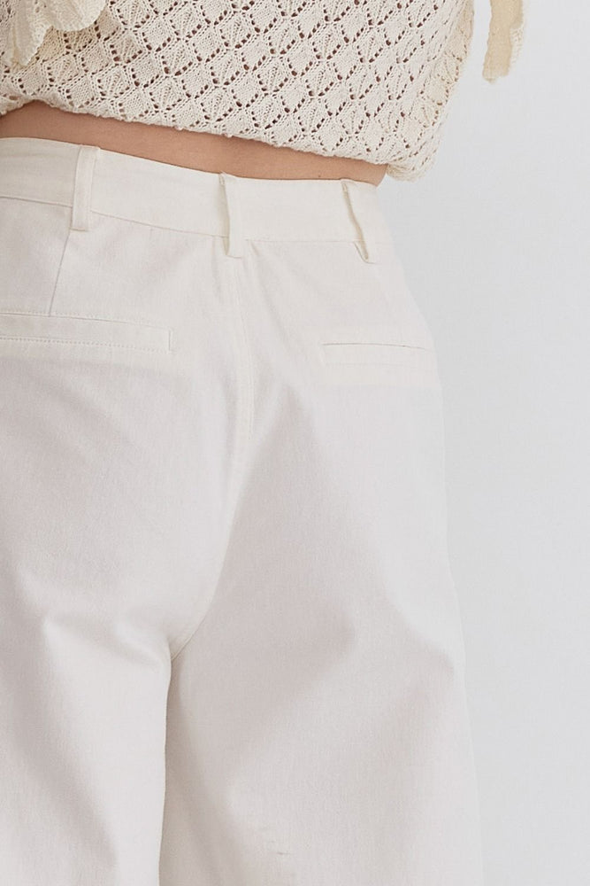 High Waisted Wide Leg Pant: Cream