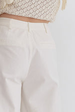 High Waisted Wide Leg Pant: Cream