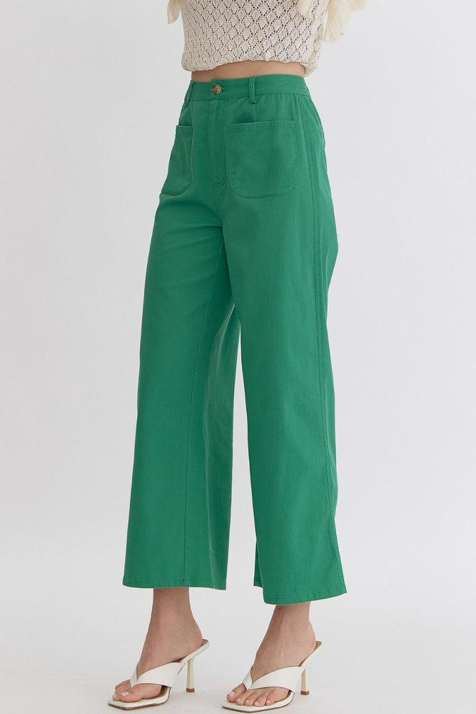 High Waisted Wide Leg Pant: Green