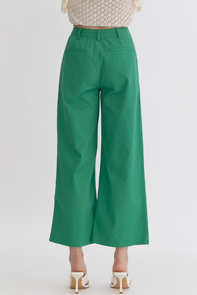 High Waisted Wide Leg Pant: Green