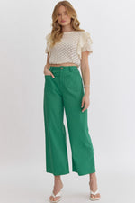 High Waisted Wide Leg Pant: Green