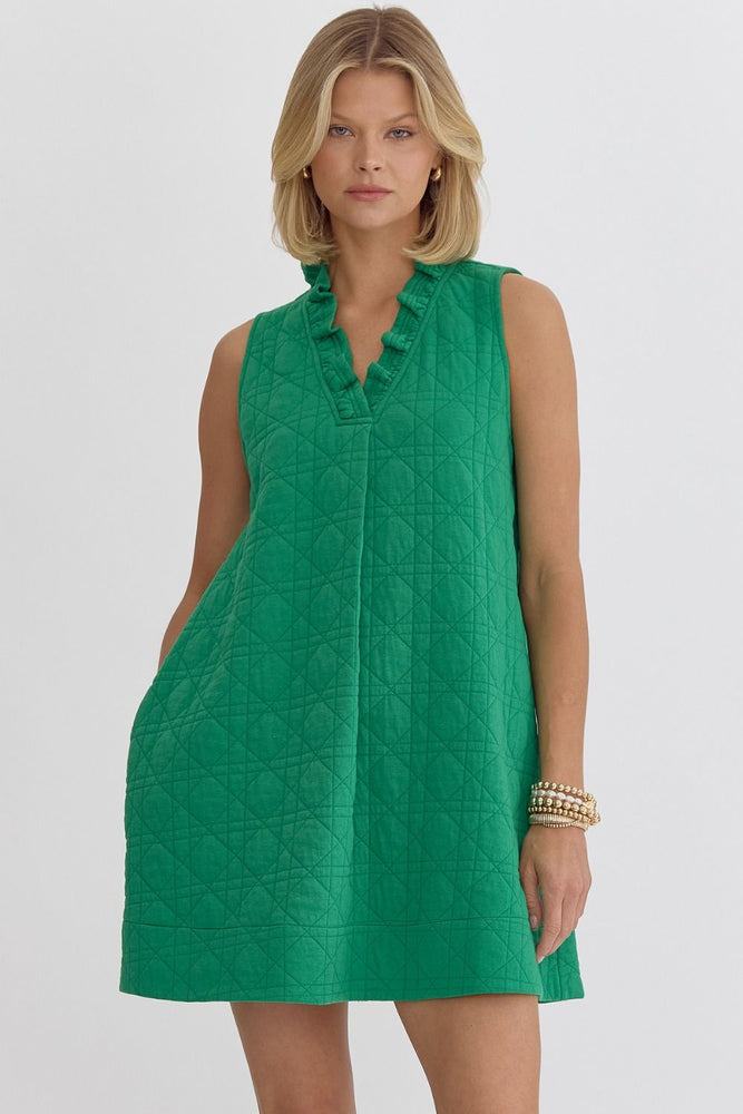 Green Textured Mini Dress