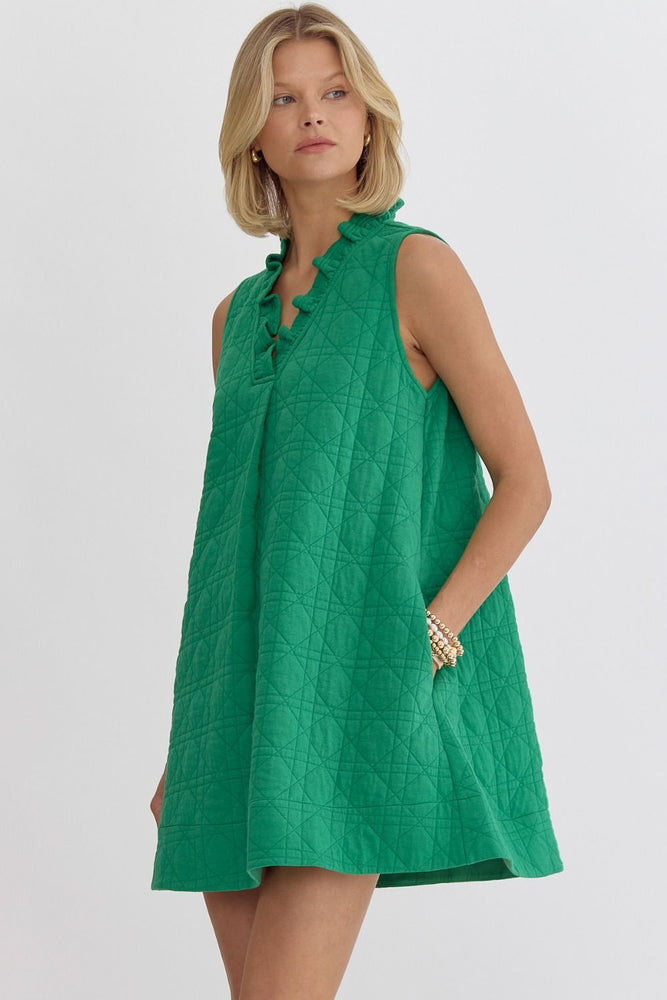 Green Textured Mini Dress