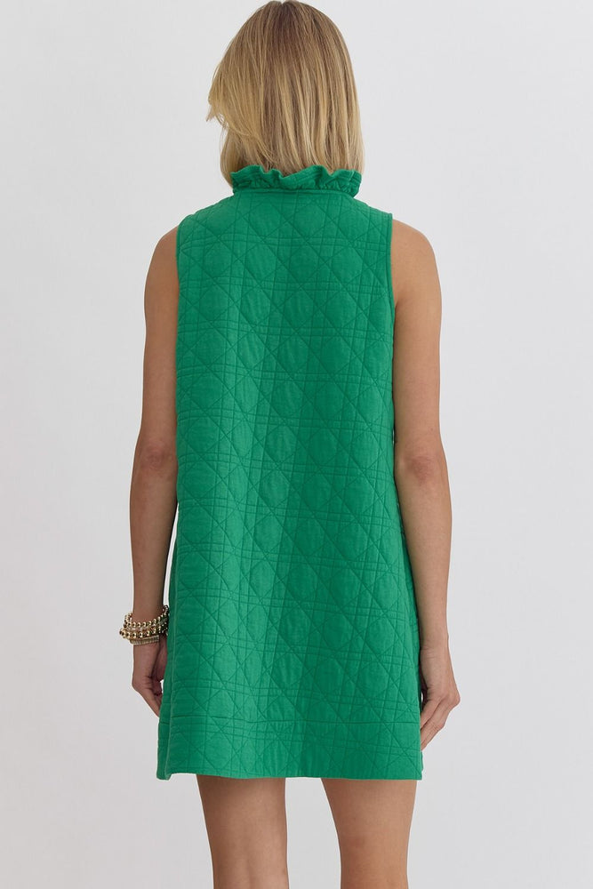 Green Textured Mini Dress