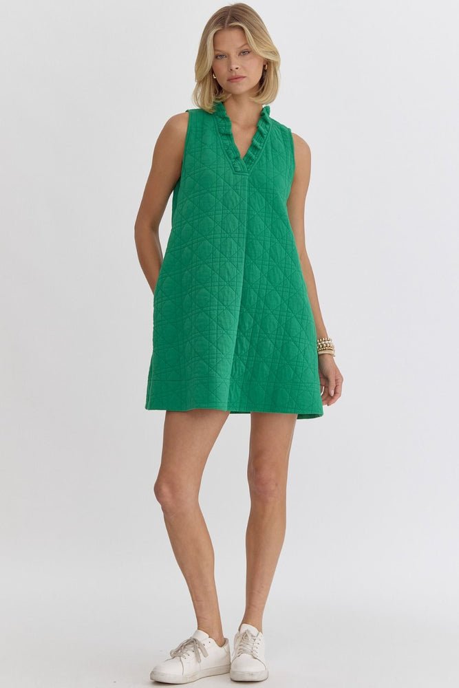 Green Textured Mini Dress