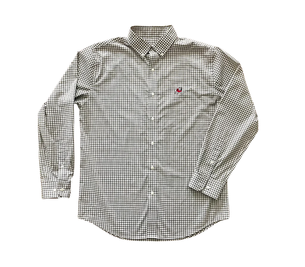 CHARCOAL & WHITE PERFORMANCE BUTTON DOWN- STANDING DAWG