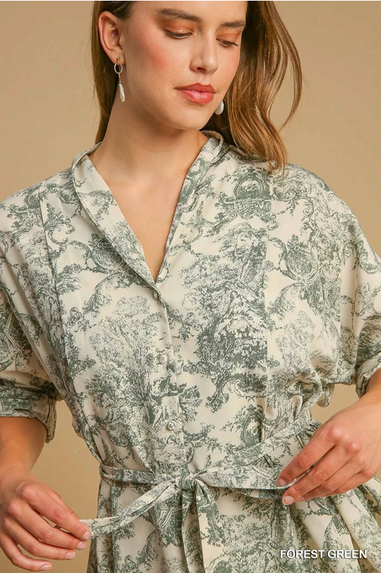 Landscape Print Top: Green