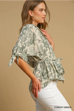 Landscape Print Top: Green