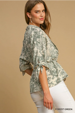 Landscape Print Top: Green