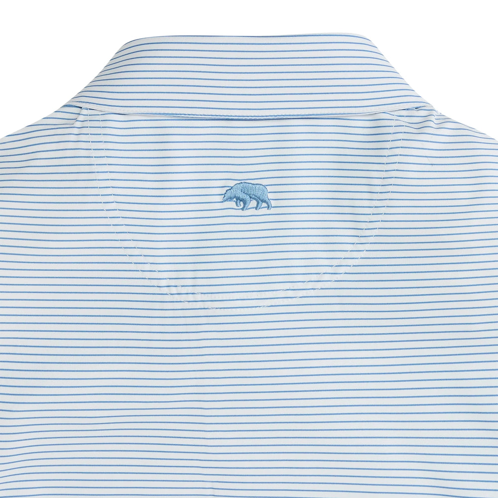 Birdie Stripe Performance Polo - Lichen Blue