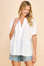 V-Neck Tunic Top - White